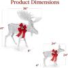 imageBest Choice Products 2Piece Moose Family Lighted Outdoor AllWeather Christmas Yard Decoration LightUp Dcor Set w 170 LED Lights Ground Stakes Zip Ties  GoldSilver  Large