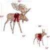 imageBest Choice Products 2Piece Moose Family Lighted Outdoor AllWeather Christmas Yard Decoration LightUp Dcor Set w 170 LED Lights Ground Stakes Zip Ties  GoldRattan  Extra Large