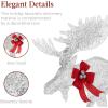 imageBest Choice Products 2Piece Moose Family Lighted Outdoor AllWeather Christmas Yard Decoration LightUp Dcor Set w 170 LED Lights Ground Stakes Zip Ties  GoldSilver  Extra Large