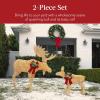 imageBest Choice Products 2Piece Moose Family Lighted Outdoor AllWeather Christmas Yard Decoration LightUp Dcor Set w 170 LED Lights Ground Stakes Zip Ties  GoldGold  Large