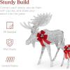 imageBest Choice Products 2Piece Moose Family Lighted Outdoor AllWeather Christmas Yard Decoration LightUp Dcor Set w 170 LED Lights Ground Stakes Zip Ties  GoldSilver  Extra Large