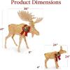 imageBest Choice Products 2Piece Moose Family Lighted Outdoor AllWeather Christmas Yard Decoration LightUp Dcor Set w 170 LED Lights Ground Stakes Zip Ties  GoldGold  Large