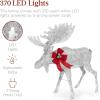 imageBest Choice Products 2Piece Moose Family Lighted Outdoor AllWeather Christmas Yard Decoration LightUp Dcor Set w 170 LED Lights Ground Stakes Zip Ties  GoldSilver  Extra Large