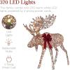 imageBest Choice Products 2Piece Moose Family Lighted Outdoor AllWeather Christmas Yard Decoration LightUp Dcor Set w 170 LED Lights Ground Stakes Zip Ties  GoldRattan  Extra Large