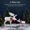 imageBest Choice Products 2Piece Moose Family Lighted Outdoor AllWeather Christmas Yard Decoration LightUp Dcor Set w 170 LED Lights Ground Stakes Zip Ties  GoldSilver  Extra Large