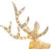 imageBest Choice Products 5ft 3D PreLit Gold Glitter Christmas Reindeer Buck Holiday Yard Decoration w 150 LED Lights Red Bow Stakes ampamp Zip Ties