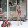 imageBest Choice Products 5ft 3D PreLit Gold Glitter Christmas Reindeer Buck Holiday Yard Decoration w 150 LED Lights Red Bow Stakes ampamp Zip Ties