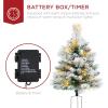 imageBest Choice Products Set of 2 245in Outdoor Pathway Christmas Trees Battery Operated PreLit Holiday Dcor wLED Lights Red Berries Pine ConesFlocked
