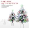 imageBest Choice Products Set of 2 245in Outdoor Pathway Christmas Trees Battery Operated PreLit Holiday Dcor wLED Lights Red Berries Pine ConesFlocked