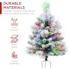 imageBest Choice Products Set of 2 245in Outdoor Pathway Christmas Trees Battery Operated PreLit Holiday Dcor wLED Lights Red Berries Pine ConesFlocked