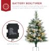 imageBest Choice Products Set of 2 245in Outdoor Pathway Christmas Trees Battery Operated PreLit Holiday Dcor wLED Lights Red Berries Pine ConesFrosted