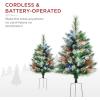 imageBest Choice Products Set of 2 245in Outdoor Pathway Christmas Trees Battery Operated PreLit Holiday Dcor wLED Lights Red Berries Pine ConesFrosted