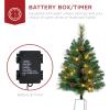 imageBest Choice Products Set of 2 245in Outdoor Pathway Christmas Trees Battery Operated PreLit Holiday Dcor wLED Lights Red Berries Pine ConesGreen