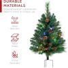 imageBest Choice Products Set of 2 245in Outdoor Pathway Christmas Trees Battery Operated PreLit Holiday Dcor wLED Lights Red Berries Pine ConesGreen