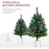 imageBest Choice Products Set of 2 245in Outdoor Pathway Christmas Trees Battery Operated PreLit Holiday Dcor wLED Lights Red Berries Pine ConesGreen