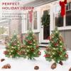 imageBest Choice Products Set of 2 245in Outdoor Pathway Christmas Trees Battery Operated PreLit Holiday Dcor wLED Lights Red Berries Pine ConesGreen WBerries