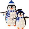 imageBest Choice Products 2Piece Lighted Penguin Family 3ft PopUp Outdoor Christmas Holiday Decoration w 150 LED Lights Multicolored Lights  RedBlue