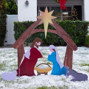 imageBest Choice Products 4ft Outdoor Nativity Scene WeatherResistant Decor Christmas Holy Family Yard Decoration WaterResistant PVC  WhiteMulticolor