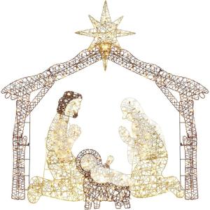 imageBest Choice Products 6ft Lighted Outdoor Nativity Scene Christmas Holy Family Yard Decoration w 190 LED Lights Stakes Zip Ties