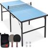 imageBest Choice Products 6x3ft Portable Ping Pong Table MidSize Folding Indoor Outdoor Table Tennis w 2 Paddles 4 Balls Included Carrying BagLight Blue
