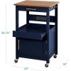 imageBest Choice Products Rolling Kitchen Island Cart Single Door Cabinet wDrawer Sliding Tray Hidden Outlet Hooks ampamp Lockable Wheels  Midnight BlueMidnight Blue