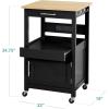imageBest Choice Products Rolling Kitchen Island Cart Single Door Cabinet wDrawer Sliding Tray Hidden Outlet Hooks ampamp Lockable Wheels  Midnight BlueOnyx Black