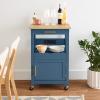 imageBest Choice Products Rolling Kitchen Island Cart Single Door Cabinet wDrawer Sliding Tray Hidden Outlet Hooks ampamp Lockable Wheels  Midnight BlueSlate Blue