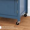 imageBest Choice Products Rolling Kitchen Island Cart Single Door Cabinet wDrawer Sliding Tray Hidden Outlet Hooks ampamp Lockable Wheels  Midnight BlueSlate Blue