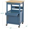 imageBest Choice Products Rolling Kitchen Island Cart Single Door Cabinet wDrawer Sliding Tray Hidden Outlet Hooks ampamp Lockable Wheels  Midnight BlueSlate Blue