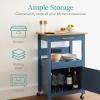 imageBest Choice Products Rolling Kitchen Island Cart Single Door Cabinet wDrawer Sliding Tray Hidden Outlet Hooks ampamp Lockable Wheels  Midnight BlueSlate Blue