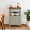 imageBest Choice Products Rolling Kitchen Island Cart Single Door Cabinet wDrawer Sliding Tray Hidden Outlet Hooks ampamp Lockable Wheels  Midnight BlueWhite