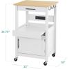 imageBest Choice Products Rolling Kitchen Island Cart Single Door Cabinet wDrawer Sliding Tray Hidden Outlet Hooks ampamp Lockable Wheels  Midnight BlueWhite