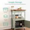 imageBest Choice Products Rolling Kitchen Island Cart Single Door Cabinet wDrawer Sliding Tray Hidden Outlet Hooks ampamp Lockable Wheels  Midnight BlueWhite