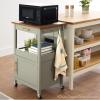 imageBest Choice Products Rolling Kitchen Island Cart Single Door Cabinet wDrawer Sliding Tray Hidden Outlet Hooks ampamp Lockable Wheels  Midnight BlueWhite