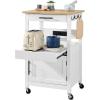 imageBest Choice Products Rolling Kitchen Island Cart Single Door Cabinet wDrawer Sliding Tray Hidden Outlet Hooks ampamp Lockable Wheels  Midnight BlueWhite