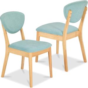 imageBest Choice Products Dining Chairs Set of 2 MidCentury Modern Upholstered Wood Armless wSeat Cushion Padded Backrest  WalnutOliveLight OakAqua