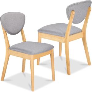 imageBest Choice Products Dining Chairs Set of 2 MidCentury Modern Upholstered Wood Armless wSeat Cushion Padded Backrest  WalnutOliveLight OakLight Gray