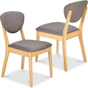 imageBest Choice Products Dining Chairs Set of 2 MidCentury Modern Upholstered Wood Armless wSeat Cushion Padded Backrest  WalnutOliveLight OakMedium Gray