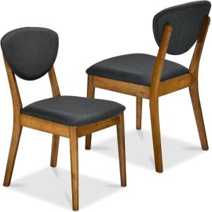 imageBest Choice Products Dining Chairs Set of 2 MidCentury Modern Upholstered Wood Armless wSeat Cushion Padded Backrest  WalnutOliveWalnutCharcoal