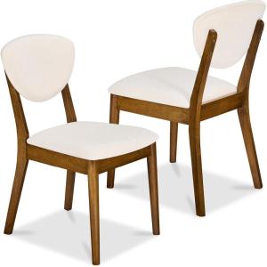 imageBest Choice Products Dining Chairs Set of 2 MidCentury Modern Upholstered Wood Armless wSeat Cushion Padded Backrest  WalnutOliveWalnutCream
