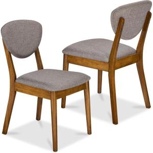 imageBest Choice Products Dining Chairs Set of 2 MidCentury Modern Upholstered Wood Armless wSeat Cushion Padded Backrest  WalnutOliveWalnutMedium Gray