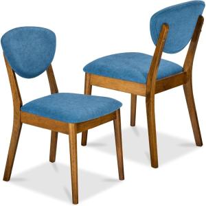 imageBest Choice Products Dining Chairs Set of 2 MidCentury Modern Upholstered Wood Armless wSeat Cushion Padded Backrest  WalnutOliveWalnutOcean Blue