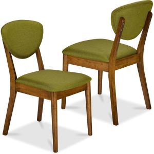 imageBest Choice Products Dining Chairs Set of 2 MidCentury Modern Upholstered Wood Armless wSeat Cushion Padded Backrest  WalnutOliveWalnutOlive
