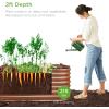 imageBest Choice Products 4x2x2ft Outdoor Metal Raised Garden Bed Oval Deep Root Planter Box for Vegetables Flowers Herbs and Succulents w 101 Gallon Capacity Rubber Edge Guard  CharcoalWood Grain