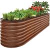 imageBest Choice Products 4x2x2ft Outdoor Metal Raised Garden Bed Oval Deep Root Planter Box for Vegetables Flowers Herbs and Succulents w 101 Gallon Capacity Rubber Edge Guard  CharcoalWood Grain