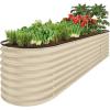 imageBest Choice Products 4x2x2ft Outdoor Metal Raised Garden Bed Oval Deep Root Planter Box for Vegetables Flowers Herbs and Succulents w 101 Gallon Capacity Rubber Edge Guard  CharcoalBeige