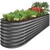 imageBest Choice Products 4x2x2ft Outdoor Metal Raised Garden Bed Oval Deep Root Planter Box for Vegetables Flowers Herbs and Succulents w 101 Gallon Capacity Rubber Edge Guard  CharcoalCharcoal