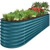 imageBest Choice Products 4x2x2ft Outdoor Metal Raised Garden Bed Oval Deep Root Planter Box for Vegetables Flowers Herbs and Succulents w 101 Gallon Capacity Rubber Edge Guard  CharcoalPeacock Blue