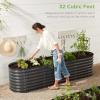 imageBest Choice Products 4x2x2ft Outdoor Metal Raised Garden Bed Oval Deep Root Planter Box for Vegetables Flowers Herbs and Succulents w 101 Gallon Capacity Rubber Edge Guard  CharcoalCharcoal