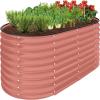 imageBest Choice Products 4x2x2ft Outdoor Metal Raised Garden Bed Oval Deep Root Planter Box for Vegetables Flowers Herbs and Succulents w 101 Gallon Capacity Rubber Edge Guard  CharcoalTerracotta